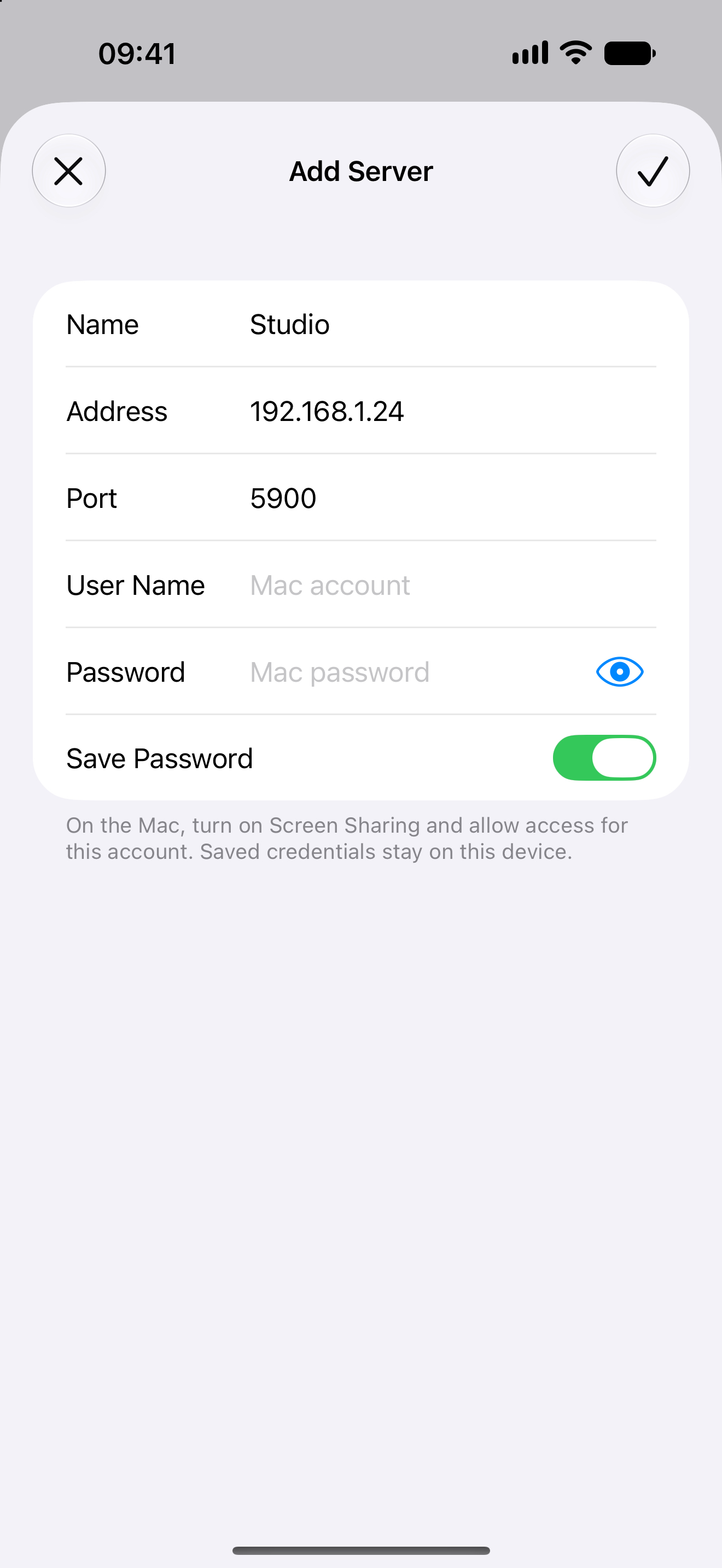 Otherdesk add-server form with Mac address, user name and password fields