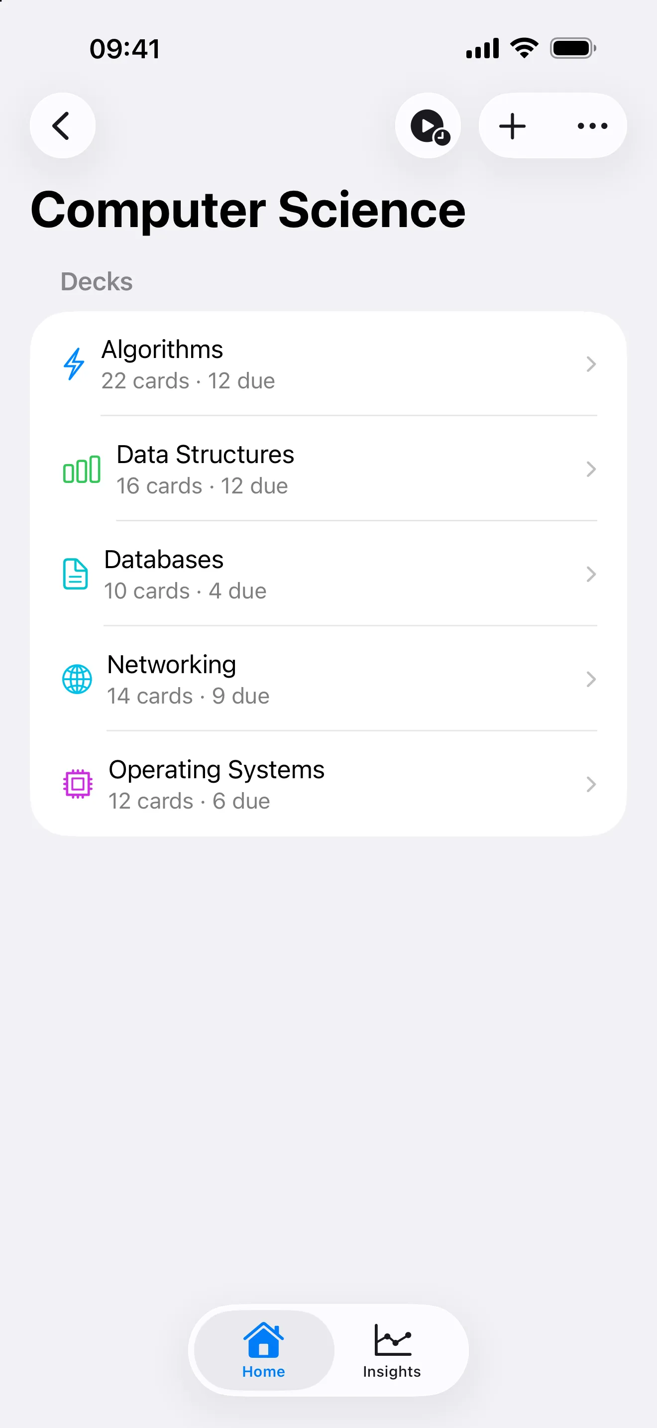 A folder in Swiftflip containing several related decks