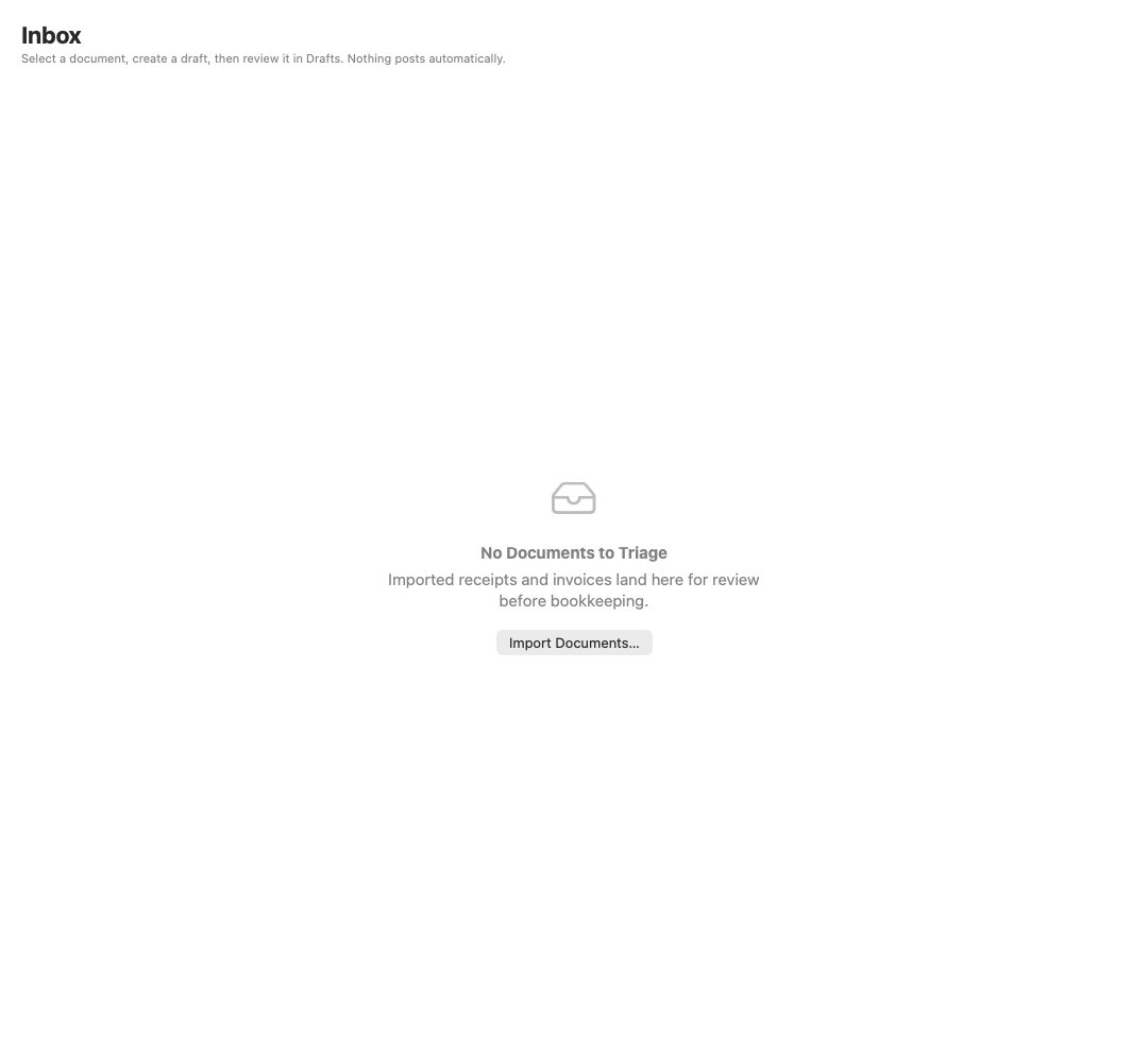 The Smartbok Inbox view with sample company data