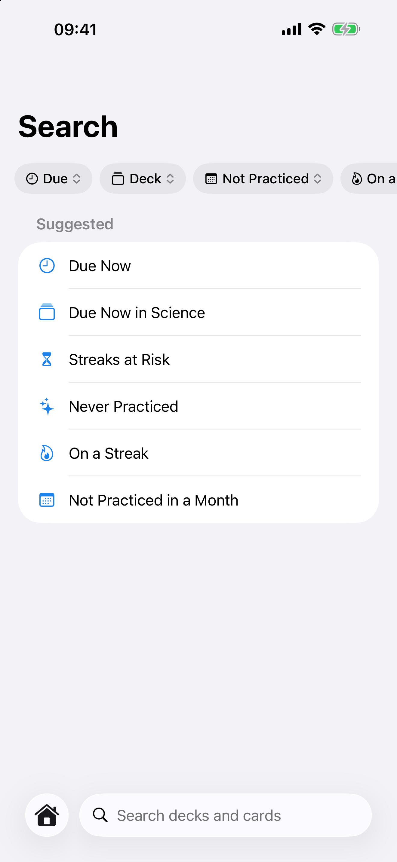 Swiftflip Search tab showing filters and suggested searches