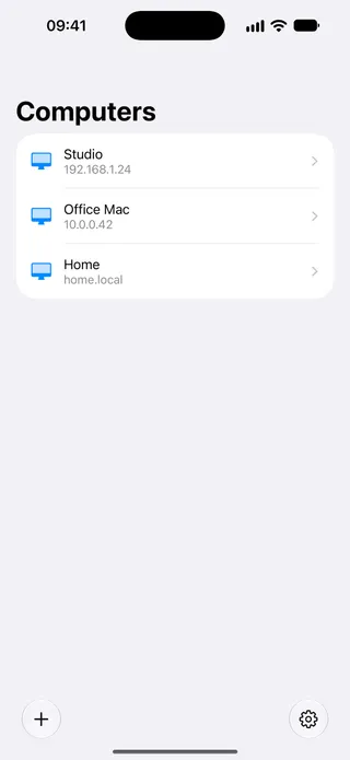 Otherdesk showing saved computers ready to connect