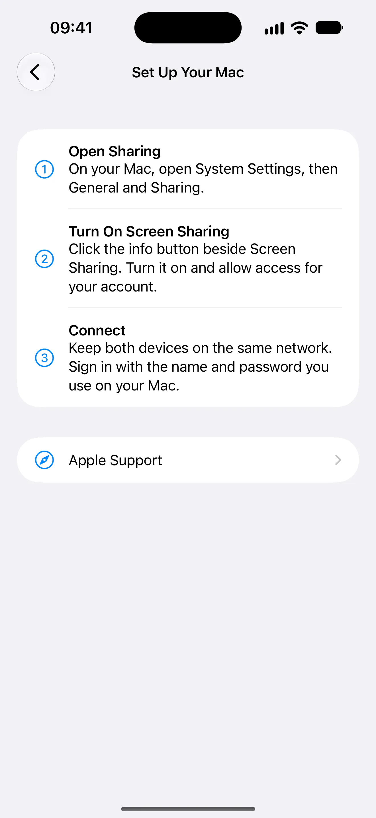 Otherdesk's Set Up Your Mac guide with Screen Sharing and local-network instructions